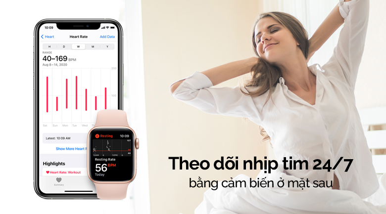 Đồng hồ thông minh Apple Watch S5 44mm viền nhôm dây cao su hồng