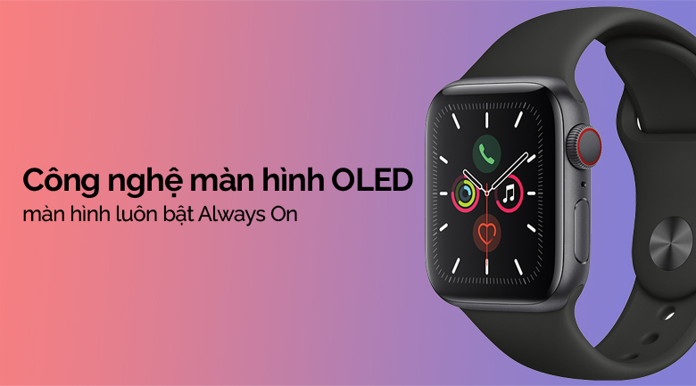 Đồng hồ thông minh Apple Watch S5 LTE 40mm viền nhôm dây cao su đen
