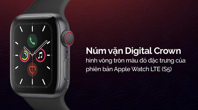 Đồng hồ thông minh Apple Watch S5 LTE 40mm viền nhôm dây cao su đen