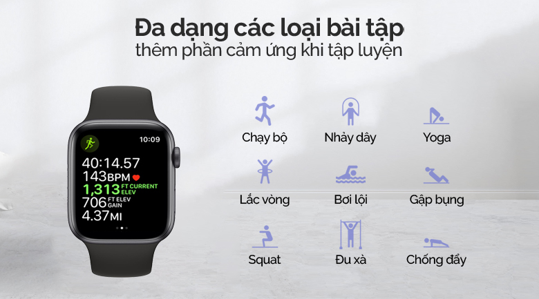 Đồng hồ thông minh Apple Watch S5 LTE 40mm viền nhôm dây cao su đen