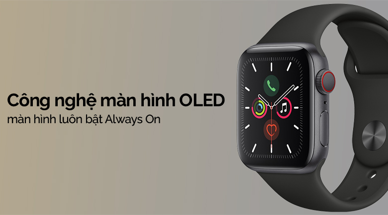 Đồng hồ thông minh Apple Watch S5 LTE 44mm viền nhôm dây cao su đen