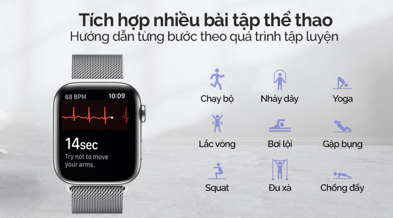 Đồng hồ thông minh Apple Watch S5 LTE 44mm viền thép dây thép bạc