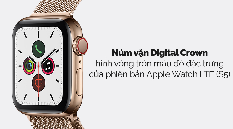 Đồng hồ thông minh Apple Watch S5 LTE 44mm viền thép dây thép vàng
