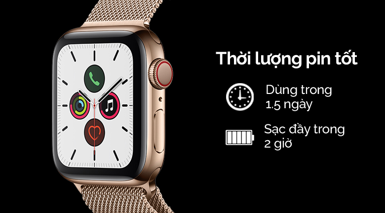 Đồng hồ thông minh Apple Watch S5 LTE 44mm viền thép dây thép vàng