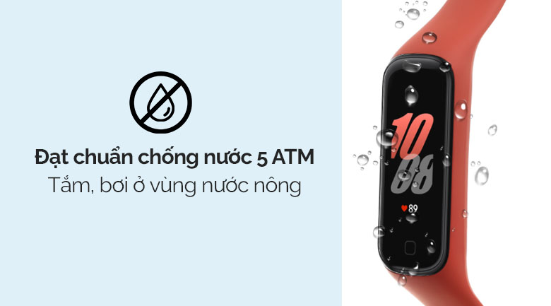 Vòng tay thông minh Samsung Galaxy Fit2 đỏ có hệ số chống nước 5 ATM