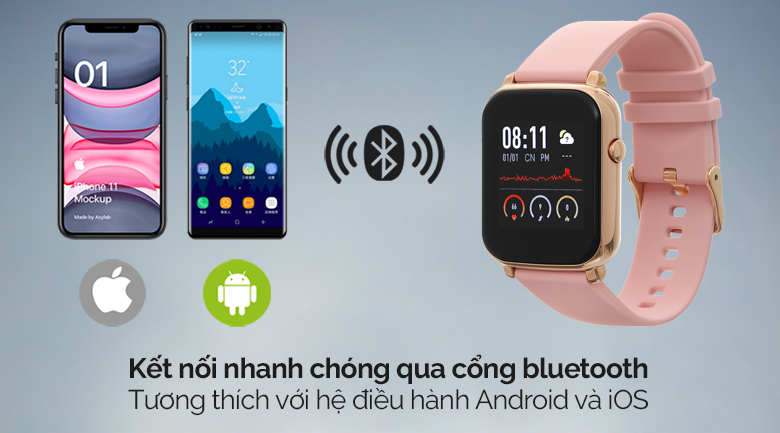 Đồng hồ thông minh BeU B1 Hồng