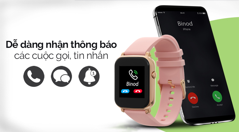 Đồng hồ thông minh BeU B1 Hồng