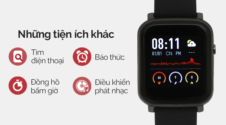 Đồng hồ thông minh BeU B1 39mm Đen