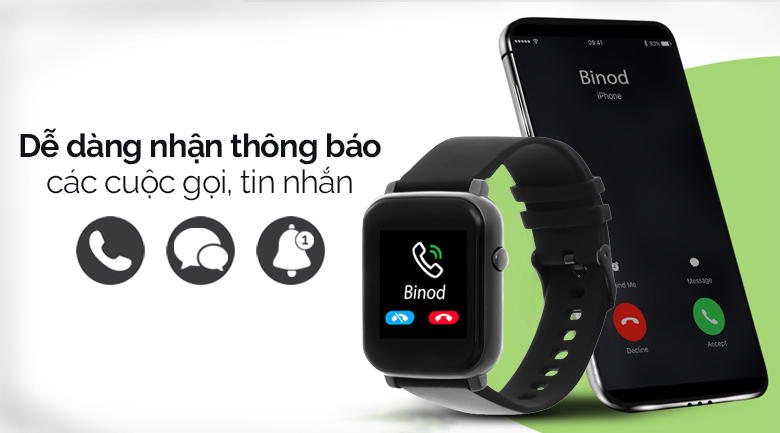 Đồng hồ thông minh BeU B1 giúp dễ dàng nhận thông báo