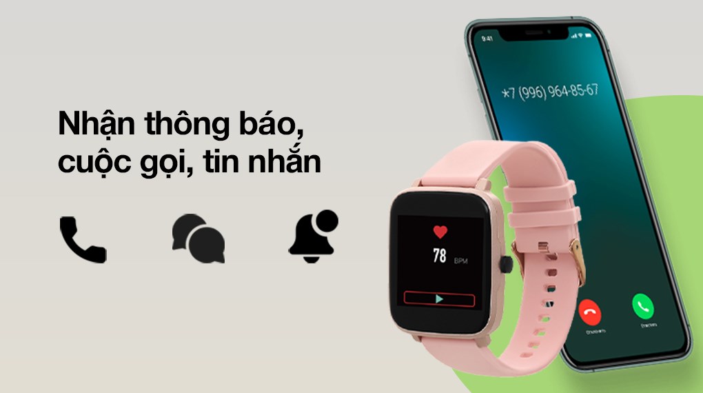 Đồng hồ thông minh BeU B2 Hồng