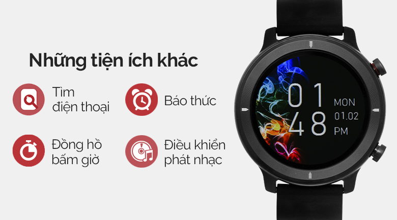 Đồng hồ thông minh BeU PT1 50mm Đen