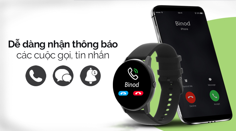 Đồng hồ thông minh BeU PT2 51mm Đen