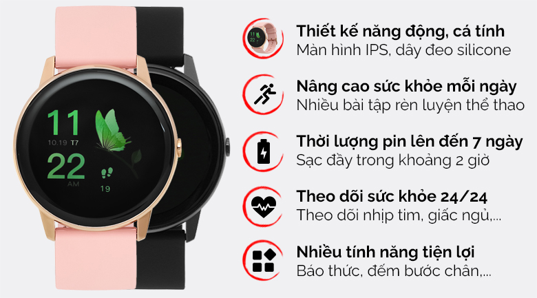 Đồng hồ thông minh BeU PT2 51mm Hồng