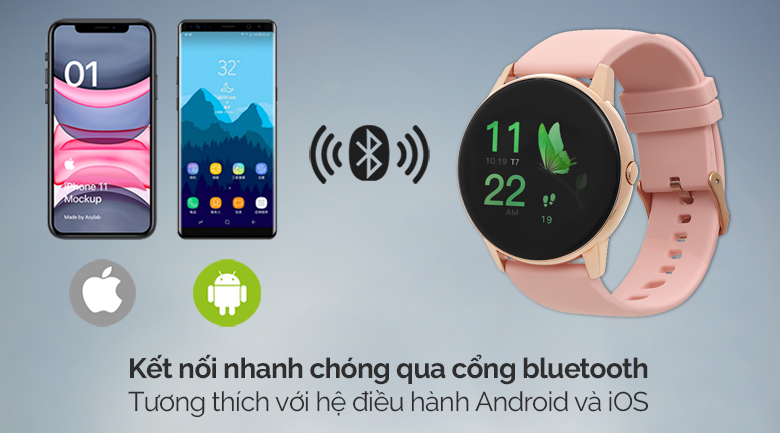 Đồng hồ thông minh BeU PT2 Hồng kết nối nhanh chóng với bluetooth