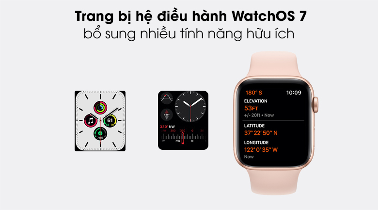 Apple Watch SE 44mm viền nhôm dây cao su chạy hệ điều hành watchOS 7.0 Apple Watch SE 44mm viền nhôm dây cao su chạy hệ điều hành watchOS 7.0
