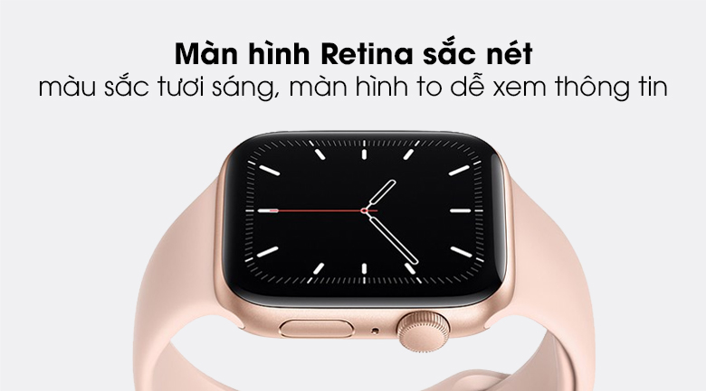 Apple Watch SE 44mm viền nhôm dây cao su có màn hình OLED hiển thị sắc nét, chân thực Apple Watch SE 44mm viền nhôm dây cao su có màn hình OLED hiển thị sắc nét, chân thực