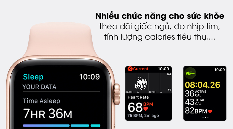 Apple Watch SE 44mm viền nhôm dây cao su giúp theo dõi tình trạng sức khỏe liên tục Apple Watch SE 44mm viền nhôm dây cao su giúp theo dõi tình trạng sức khỏe liên tục