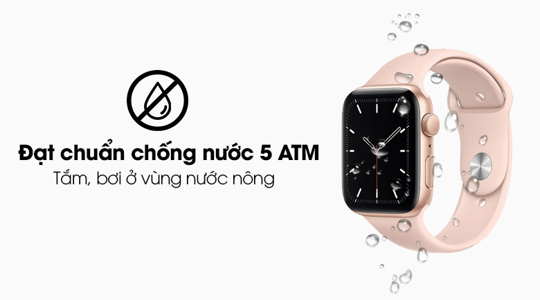 Apple Watch SE LTE 44mm viền nhôm dây cao su đen có hệ số chống nước 5 ATM