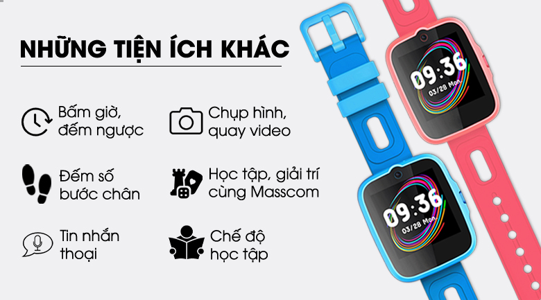Đồng hồ định vị trẻ em Masstel Super Hero 4G có nhiều tiện ích khác