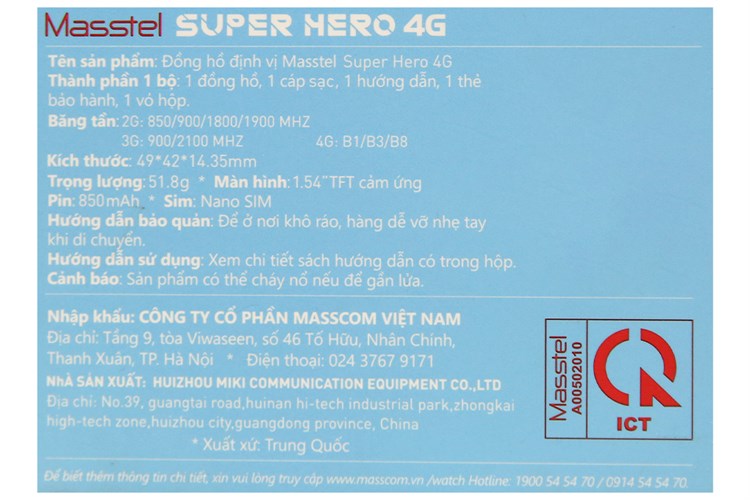 Đồng hồ định vị trẻ em Masstel Super Hero 4G Màu Xanh Dương