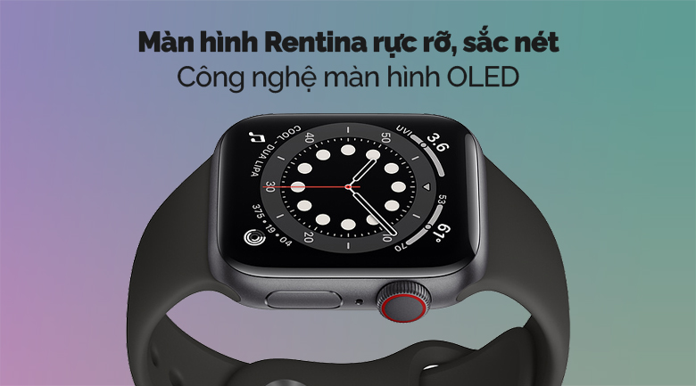 Apple Watch SE LTE 40mm viền nhôm dây cao su đen có màn hình OLED Retina hiện đại