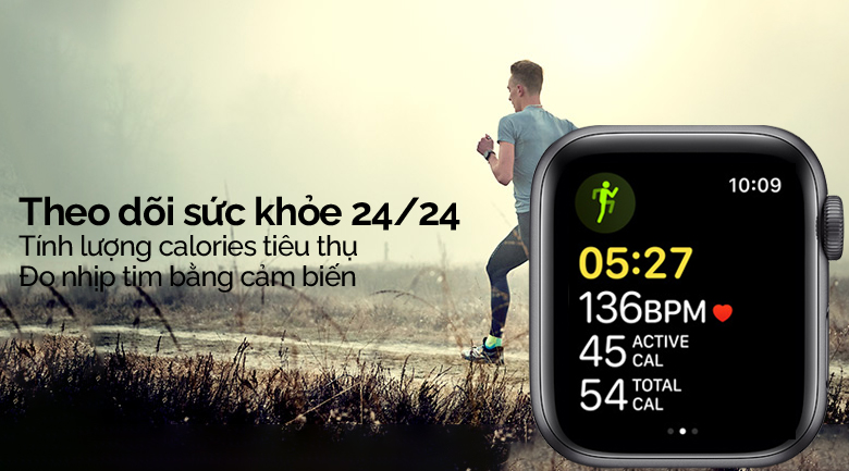 Apple Watch SE LTE 40mm viền nhôm dây cao su đen theo dõi sức khỏe người dùng