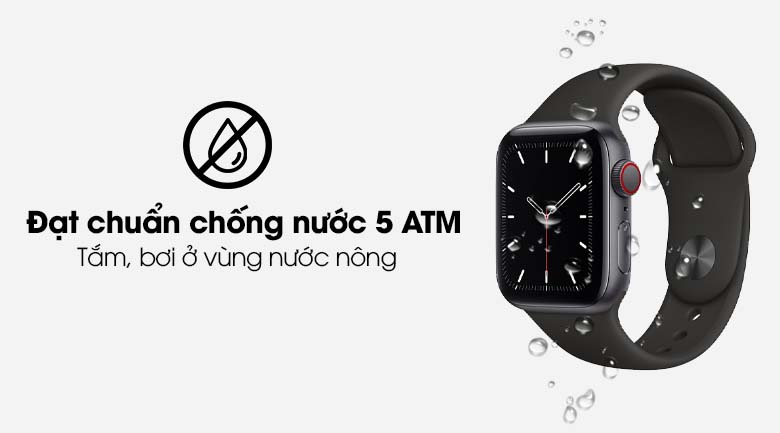 Apple Watch SE LTE 40mm viền nhôm dây cao su hồng có hệ số chống nước 5 ATM