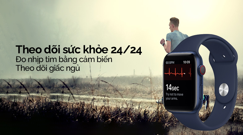 Đồng hồ thông minh Apple Watch S6 LTE 44mm viền nhôm dây silicone