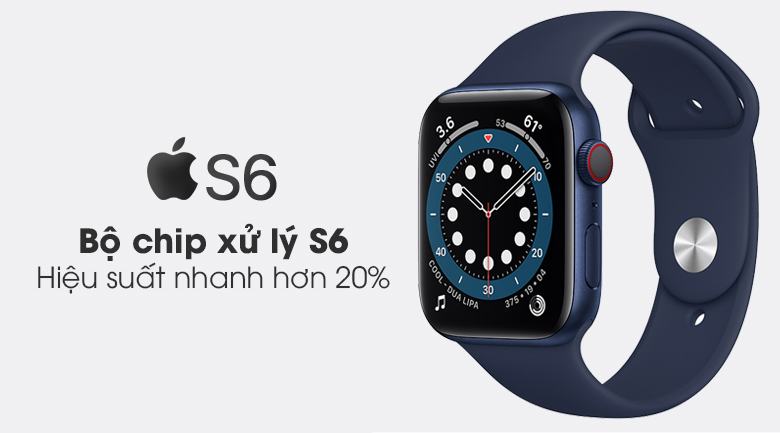 Đồng hồ thông minh Apple Watch S6 LTE 44mm viền nhôm dây silicone