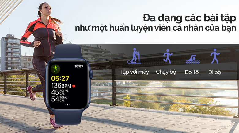 Đồng hồ thông minh Apple Watch S6 LTE 44mm viền nhôm dây silicone