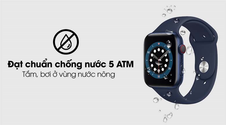 Đồng hồ thông minh Apple Watch S6 LTE 44mm viền nhôm dây silicone