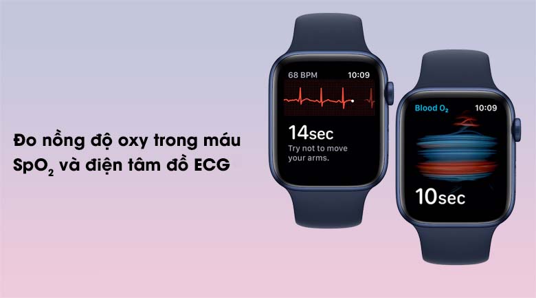 Apple Watch S6 LTE 44mm viền nhôm dây cao su xanh dương có khả năng đo đồng hồ Oxy trong máu và điện tâm đồ EDG