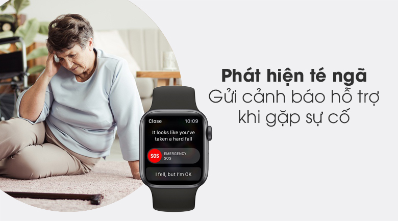Apple Watch S6 LTE 40mm viền nhôm dây cao su đen có tính năng phát hiện té ngã Apple Watch S6 LTE 40mm viền nhôm dây cao su đen có tính năng phát hiện té ngã