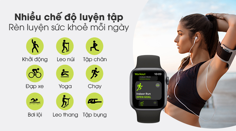Apple Watch S6 LTE 40mm viền nhôm dây cao su đen có nhiều chế độ luyện tập Apple Watch S6 LTE 40mm viền nhôm dây cao su đen có nhiều chế độ luyện tập