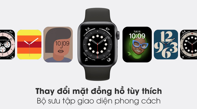 Apple Watch S6 LTE 40mm viền nhôm dây cao su đen có nhiều mặt đồng hồ đẹp mắt Apple Watch S6 LTE 40mm viền nhôm dây cao su đen có nhiều mặt đồng hồ đẹp mắt