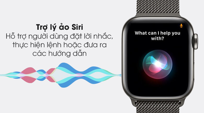 Apple Watch S6 LTE 40mm viền thép dây thép đen hỗ trợ người dùng tốt hơn với trợ lý ảo Siri