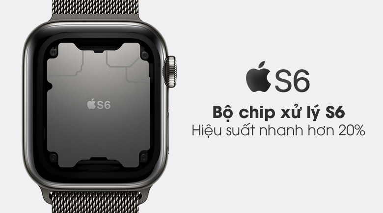 Apple Watch S6 LTE 40mm viền thép dây thép đen trang bị chip xử lý S6 thế hệ mới