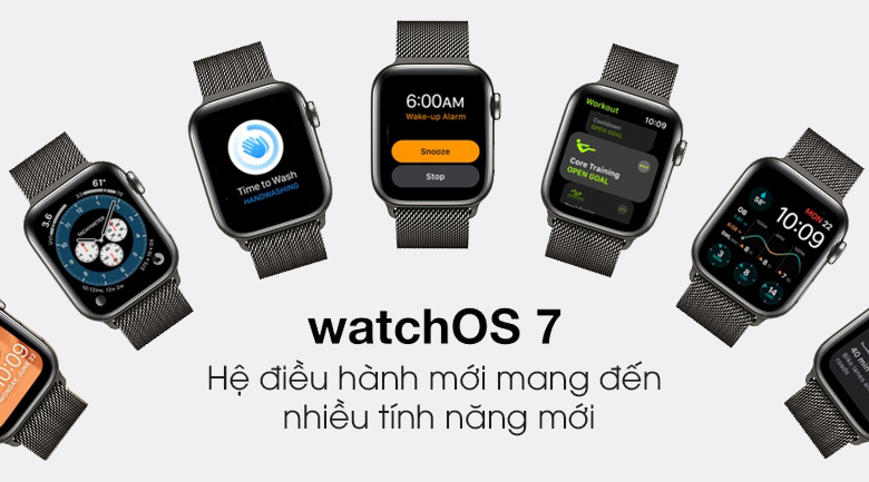 Apple Watch S6 LTE 40mm viền thép dây thép đen sử dụng hệ điều hành WatchOS 7