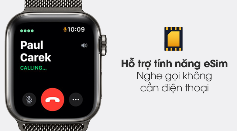 Apple Watch S6 LTE 40mm viền thép dây thép đen được tích hợp eSim hiện đại