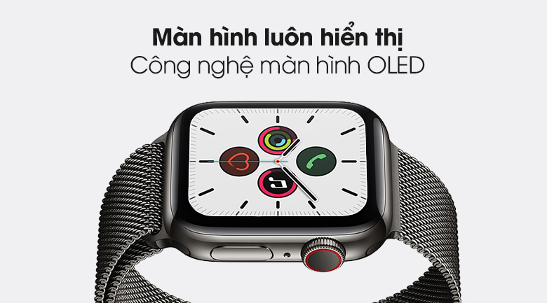 Apple Watch S6 LTE 40mm viền thép dây thép đen có màn hình OLED hiển thị sắc nét