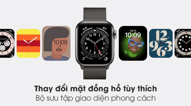 Apple Watch S6 LTE 40mm viền thép dây thép đen sở hữu bộ sưu tập giao diện đa dạng, phong cách