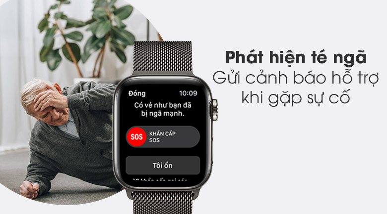 Apple Watch S6 LTE 40mm viền thép dây thép đen có tính năng phát hiện té ngã