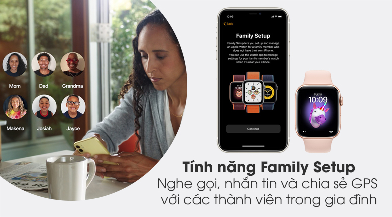 Apple Watch S6 44mm viền nhôm dây cao su hồng có tính năng Family Setup Apple Watch S6 44mm viền nhôm dây cao su hồng có tính năng Family Setup