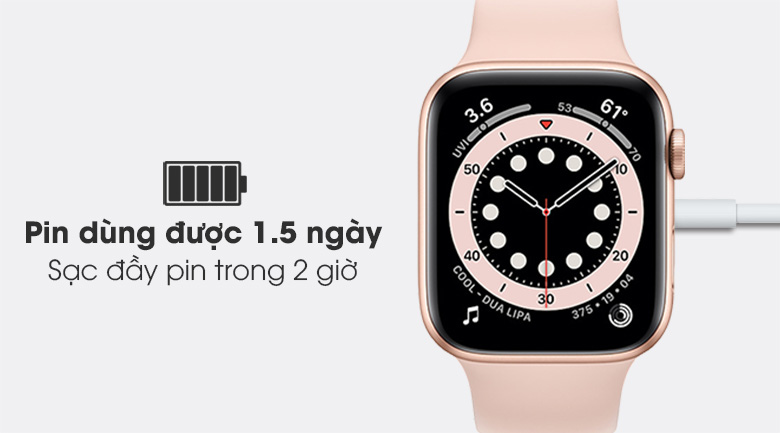 Apple Watch S6 44mm viền nhôm dây cao su hồng trang bị màn hình OLED có thời lượng pin lớn, sạc đầy nhanh chóng Apple Watch S6 44mm viền nhôm dây cao su hồng trang bị màn hình OLED có thời lượng pin lớn, sạc đầy nhanh chóng