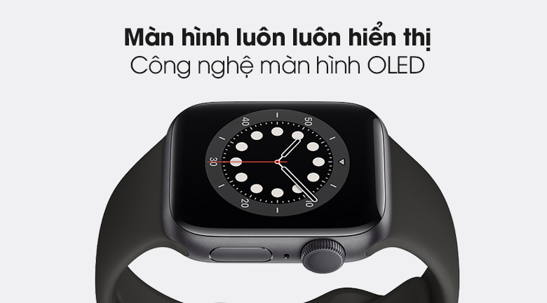 Apple Watch S6 40mm viền nhôm dây cao su đen - màn hình OLED