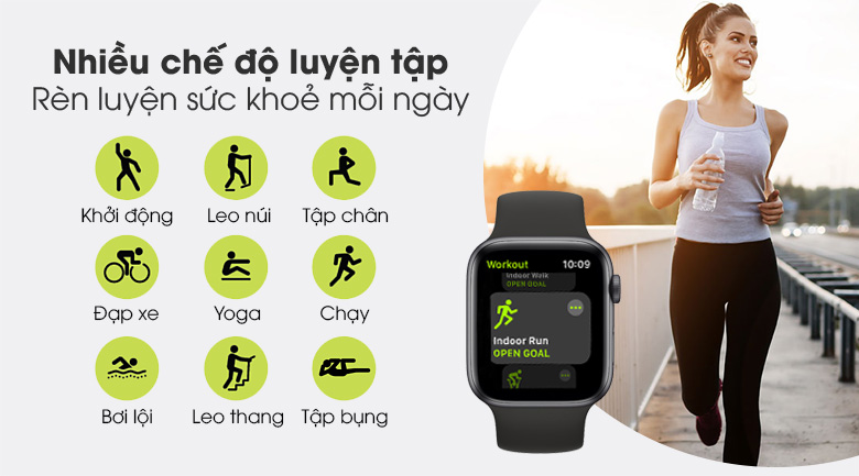 Apple Watch S6 40mm viền nhôm dây cao su đen - nhiều chế độ luyện tập