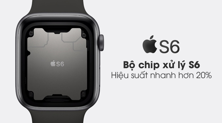 Apple Watch S6 40mm viền nhôm dây cao su đen - chip S6