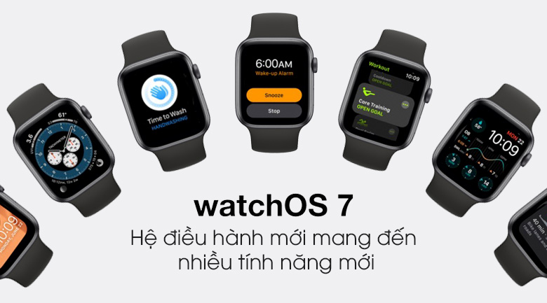 Apple Watch S6 40mm viền nhôm dây cao su đen - watchOS 7