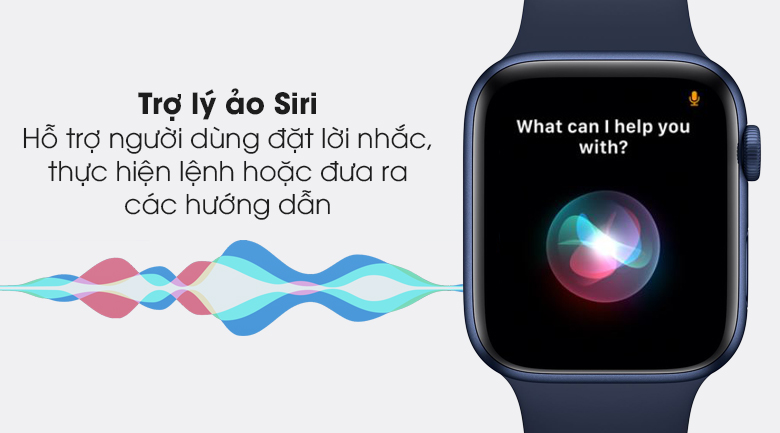 Apple Watch S6 40mm viền nhôm dây cao su xanh với tính năng trợ lý Siri