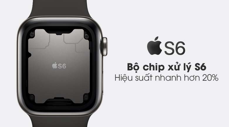 Apple Watch S6 LTE 40mm viền thép dây cao su đen - chip S6